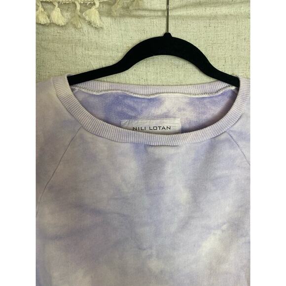 Nili Lotan Classic Crewneck Sweatshirt Light Lavender Tie Dye Size M - Picture 7 of 12